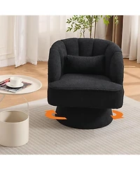 gaomon Modern Swivel Barrel Accent Chair, Armchair with Striped Backrest and Plush Padding, Comfy Round Lounge Chair