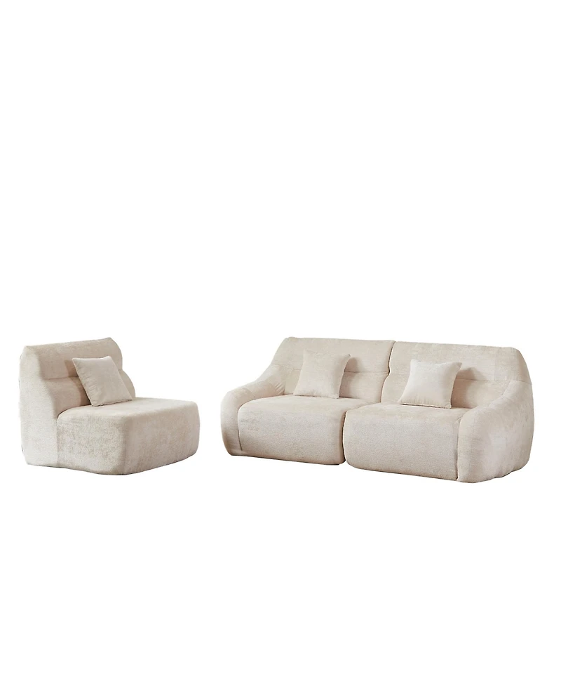 Clihome 123.2" Modern Luxury Curved Sectional Sofa, Chenille Modular Cloud Sofa with 4 Pillows