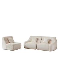 Clihome 123.2" Modern Luxury Curved Sectional Sofa, Chenille Modular Cloud Sofa with 4 Pillows