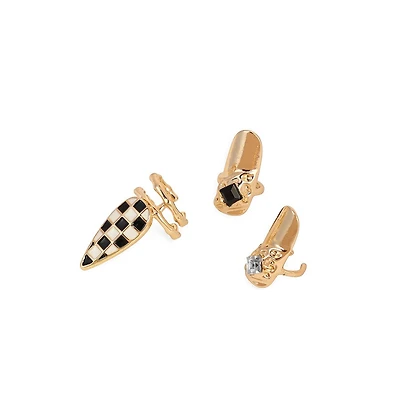 Sohi Women's The Bijou Checks Nail Rings Set Of 3
