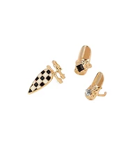 Sohi Women's The Bijou Checks Nail Rings Set Of 3