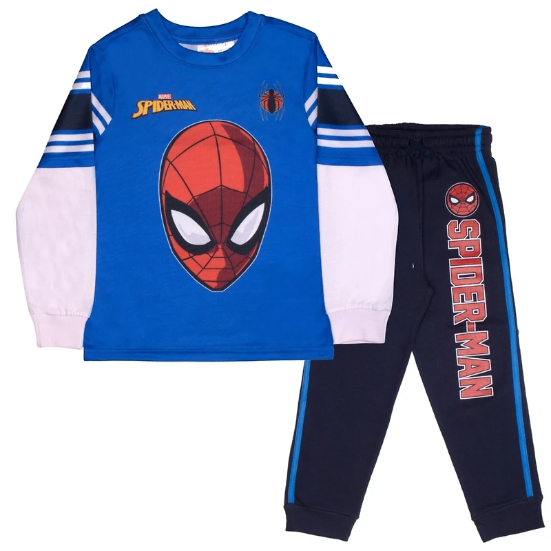Spider-Man Boys 2-Piece Long Sleeve Active Mesh T-Shirt and Pants Set