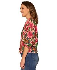 Democracy Women's Printed V-Neck Top