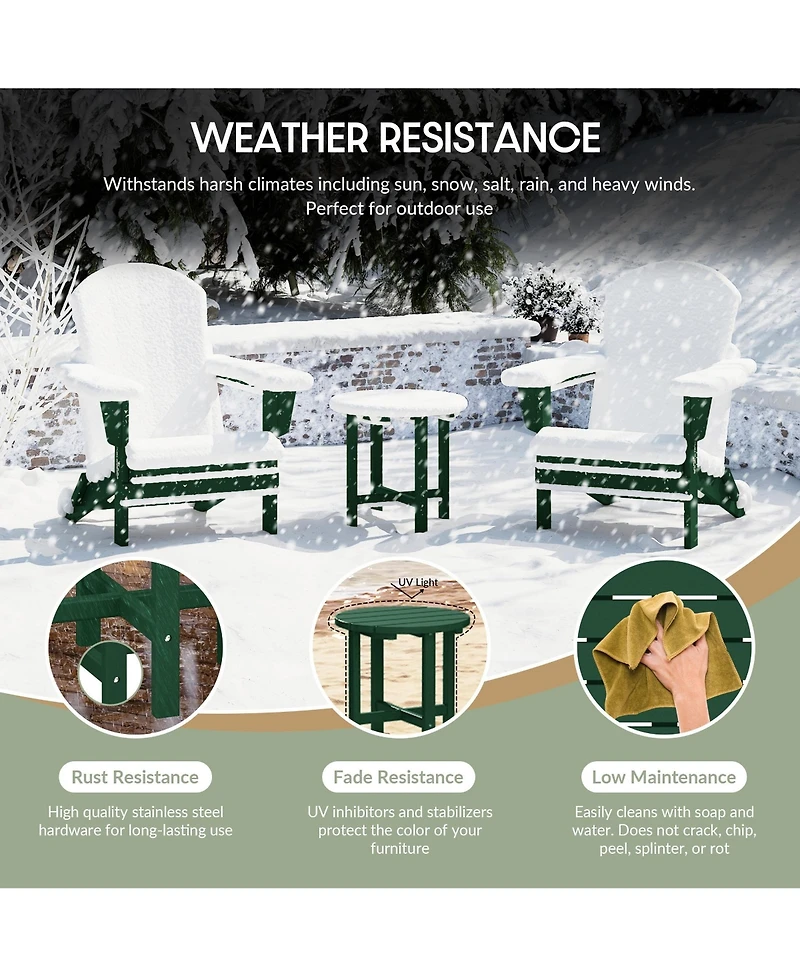 WestinTrends -Piece Outdoor Folding Adjustable Adirondack Chair with Cup Holder and Hideaway Ottoman 18" Side Table