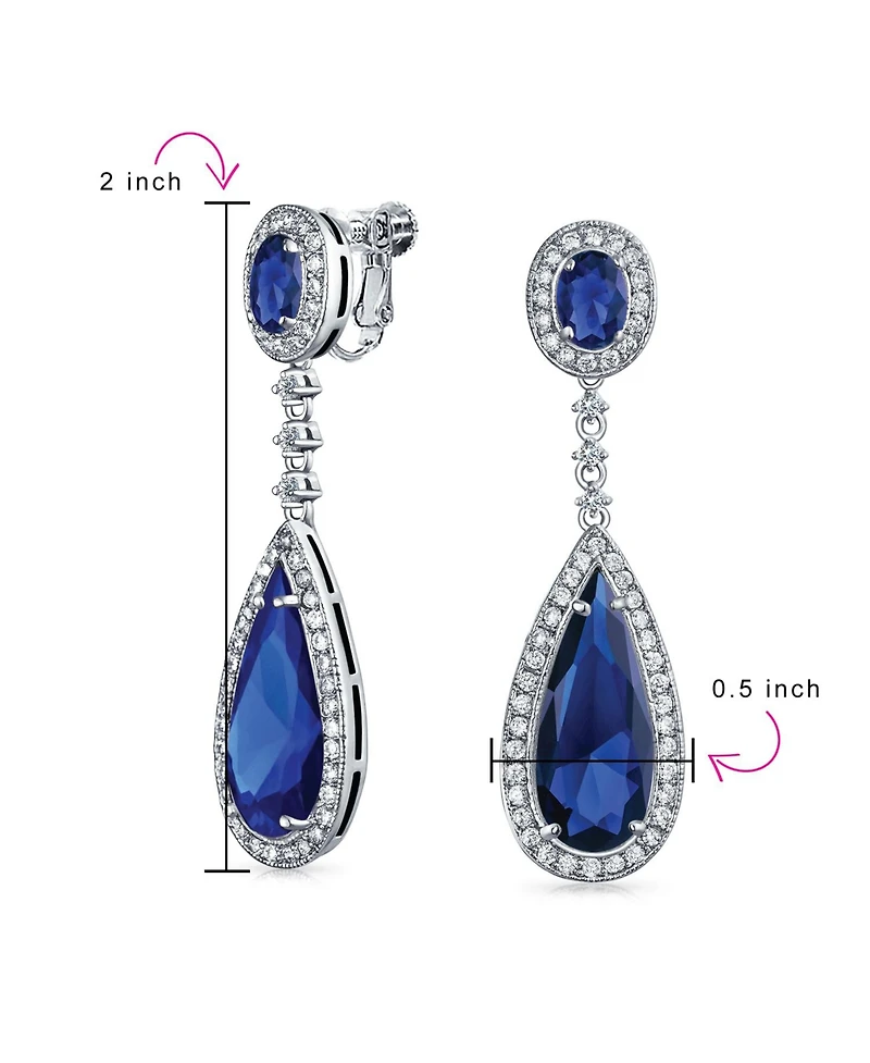 Bling Jewelry Cubic Zirconia Cz Teardrop Chandelier Screw Clip On Earrings Silver Plated