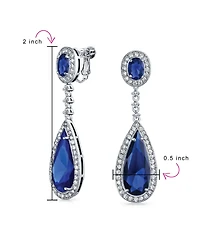 Bling Jewelry Cubic Zirconia Cz Teardrop Chandelier Screw Clip On Earrings Silver Plated