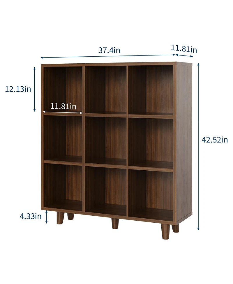 Gaomon 9-cube 3-tier open bookcase, perfect for stylish storage and display in living rooms, bedrooms, or offices. Space-saving and modern design