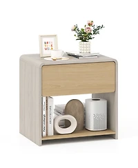 Gymax Modern Style Nightstand 2-Tier Sofa Side Bedside Table with Drawer and Open Shelf