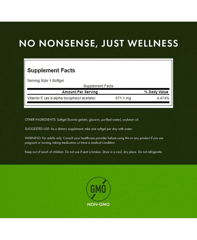 Swanson Vitamin E Natural Supplement for Cardiovascular Health Provides d Alpha Tocopherols for Antioxidant Support 100 Softgels