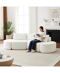 Streamdale Furniture Chenille V-shaped Modular Sofa set With 3 Pillows And 2 Ottomans.