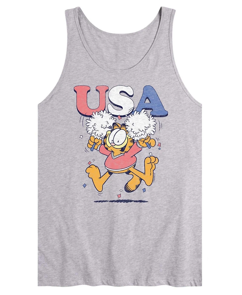 Airwaves Men's Garfield Usa Cheer Sleeveless Graphic Tank T-Shirts