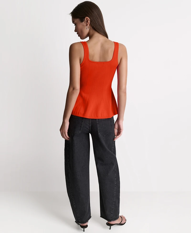 Bcbg Women's Peplum Rib Sleeveless Tank Top