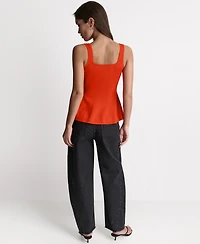 Bcbg Women's Peplum Rib Sleeveless Tank Top