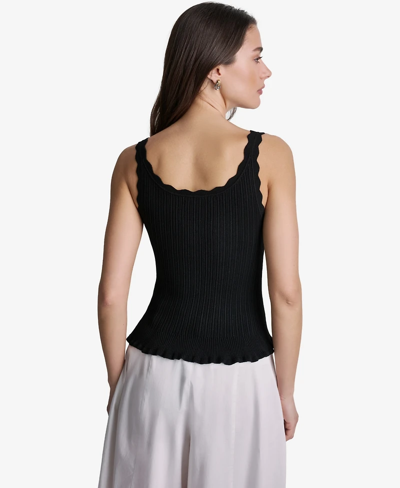Bcbg Women's Ribbed Button-Front Scoop Neck Tank Top