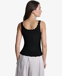 Bcbg Women's Ribbed Button-Front Scoop Neck Tank Top