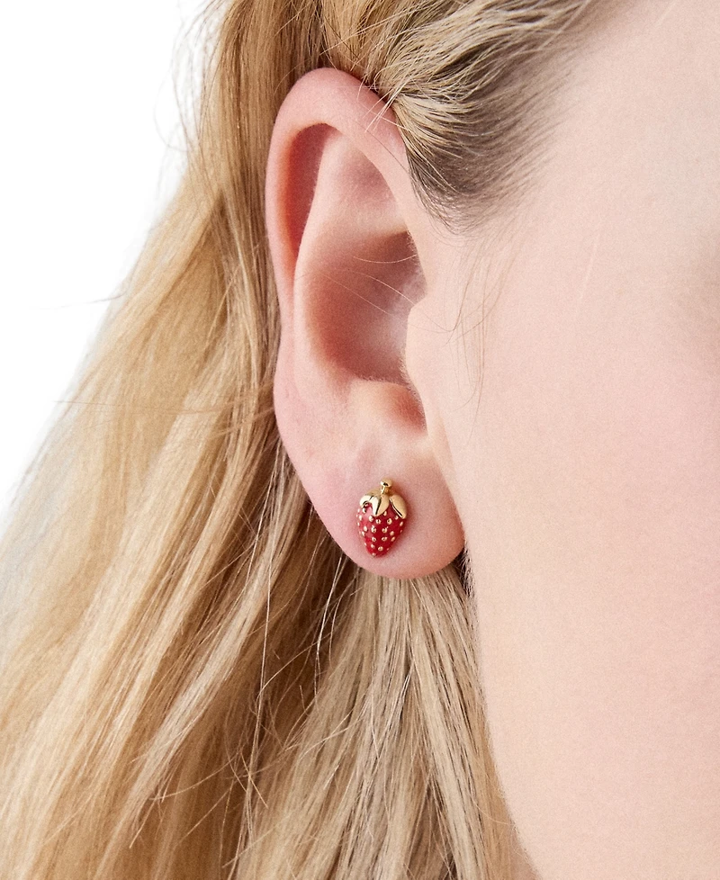 kate spade new york Gold-Tone Secret Garden Strawberry Stud Earrings