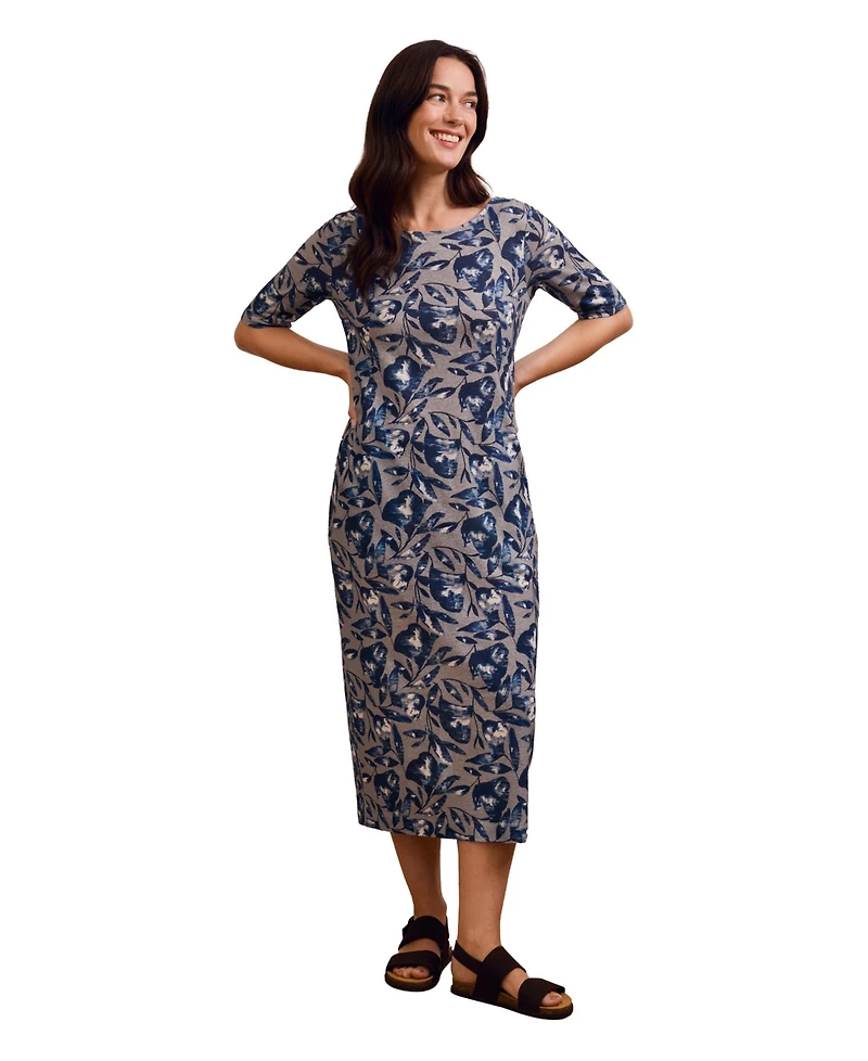 Celtic & Co. Women's Linen Blend Button Back Midi Dress