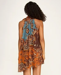 Seni & Cade Juniors' Mock Neck Paisley Print Short Dress