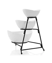 Elama 3-Tiered Oval Bowl Serving Stand Set