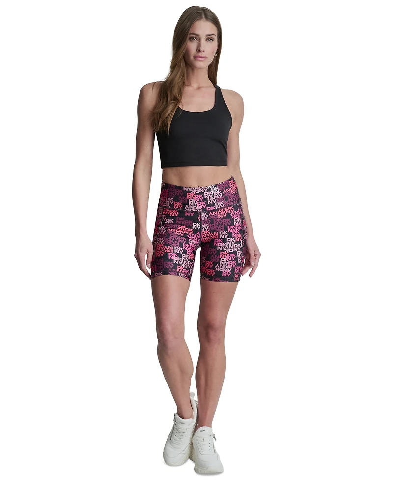 Dkny Sport Women's Printed High-Rise Bike Shorts