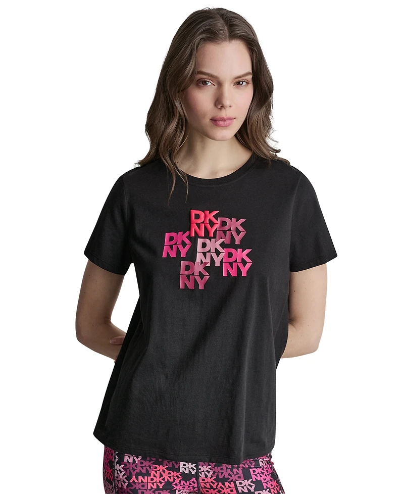 Dkny Sport Women's Mixed Media Logo Crewneck T-Shirt