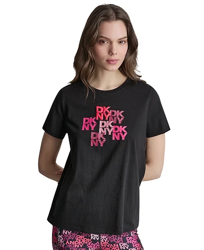 Dkny Sport Women's Mixed Media Logo Crewneck T-Shirt