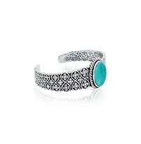 Bling Jewelry Oval Cabochon Turquoise Stone Statement Cuff Cross and Infinity Design Bracelet