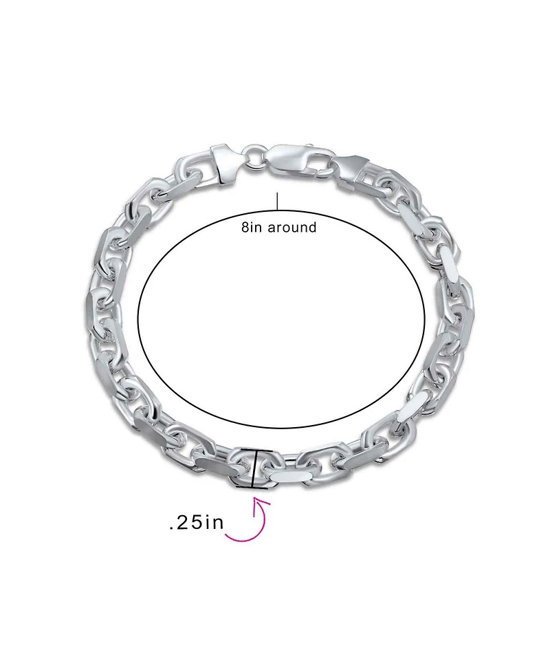 Bling Jewelry Men's Solid Heavy 7MM . Anchor Marine Forzata Oval Link Chain Bracelet 8 Inch