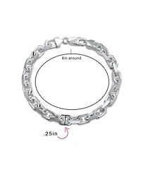Bling Jewelry Men's Solid Heavy 7MM . Anchor Marine Forzata Oval Link Chain Bracelet 8 Inch