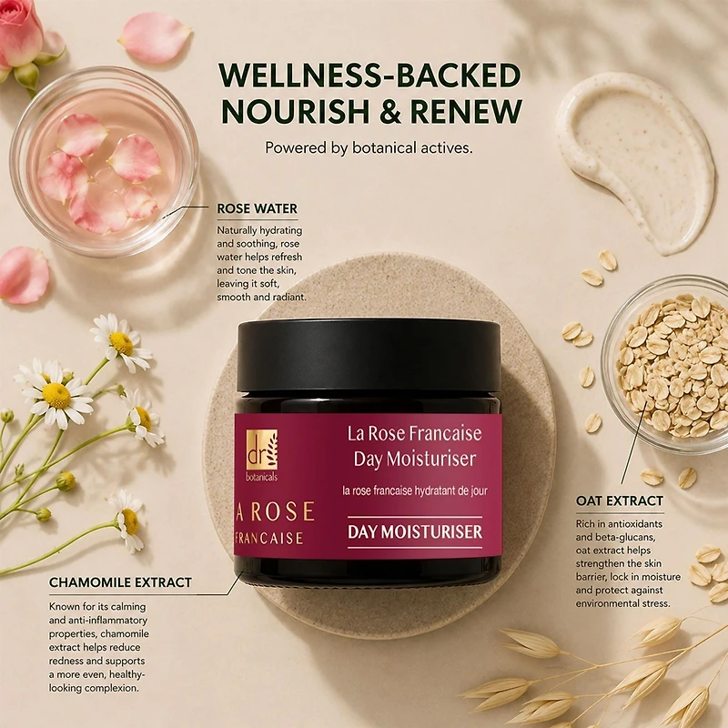 Dr. Botanicals La Rose Francaise Day Moisturiser 50milliliter