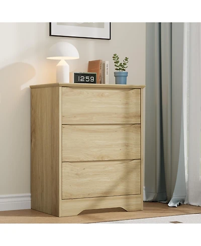 homfan Modern Tall 3-Drawer Wooden Dresser, Versatile Storage Cabinet with Deep Drawers and Wide Top for Home Use