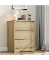 homfan Modern Tall 3-Drawer Wooden Dresser, Versatile Storage Cabinet with Deep Drawers and Wide Top for Home Use