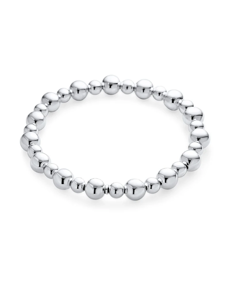 Bling Jewelry Modern Classic Alternating 5 and 8MM Polished Ball Bead . Stretch Bracelet