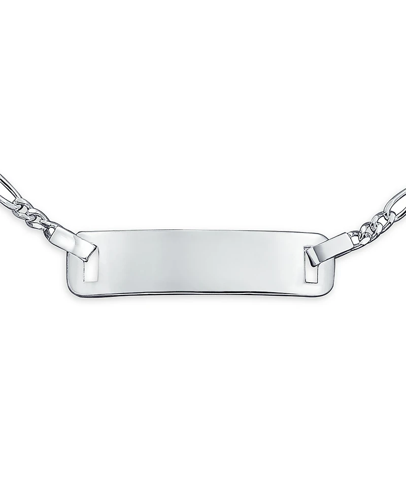 Bling Jewelry Thin Small Identification Id Name Tag Plate Bracelet Figaro Chain