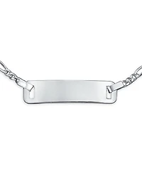 Bling Jewelry Thin Small Identification Id Name Tag Plate Bracelet Figaro Chain