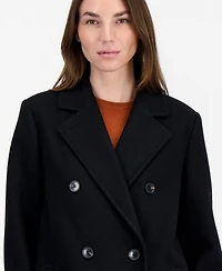 Calvin Klein Petite Notch Collar Double Breasted Peacoat, Created for Macy's