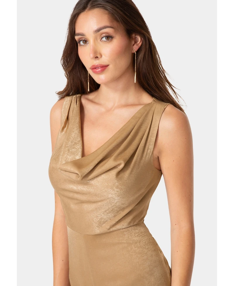 Bebe Womens Ceycrepe Satin Cowl Jumpsuit