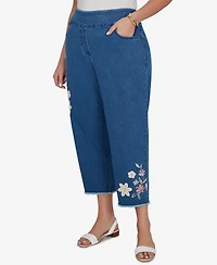 Alfred Dunner Plus Camden Market Floral Crochet Applique Ankle Jeans