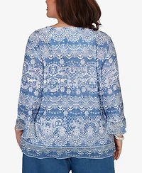Alfred Dunner Plus Camden Market Lacey Striped Knit Top