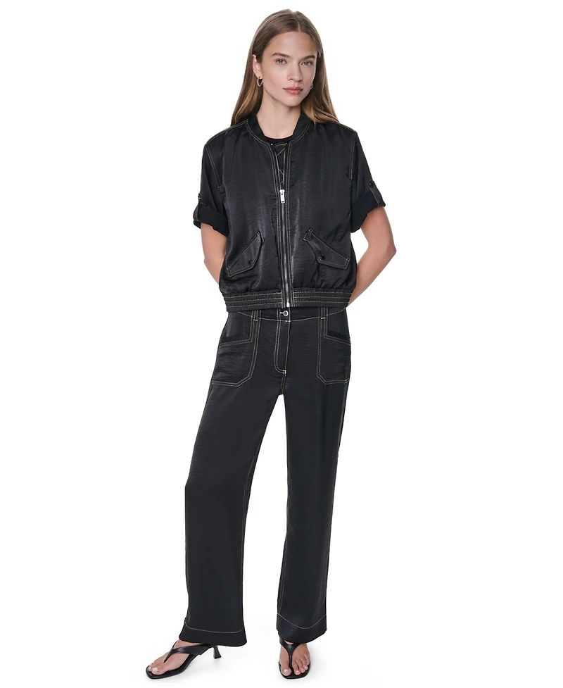 Dkny Women's Roll Tab Contrast Stitch Glazed Jacket