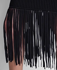 Dkny Women's Sleeveless Fringe Sweater Dress