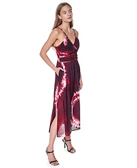 Dkny Women's Printed Voile Braided Detail V-Neck Dress