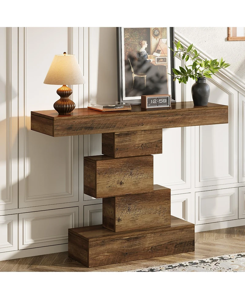 Tribesigns Farmhouse Console Table, 42.5-Inch Narrow Wood Sofa Table Behind Couch, Industrial Entryway Accent Table