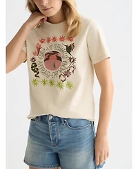 Scotch & Soda Women's Tops and Tees for Women Embroidered Artwork Regular-Fit T-Shirt