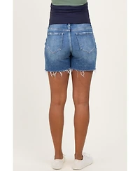 Pinkblush Maternity Blue Distressed Frayed Hem Denim Shorts