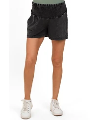 Pinkblush Maternity Navy Smocked Waist Mineral Wash Shorts