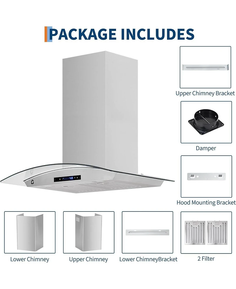 Xo 30 Inch 450 Cfm Ducted, Ductless Convertible Kitchen Wall Mount Range Hood with Gesture Sensing and Touch Control