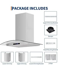 Xo 30 Inch 450 Cfm Ducted, Ductless Convertible Kitchen Wall Mount Range Hood with Gesture Sensing and Touch Control