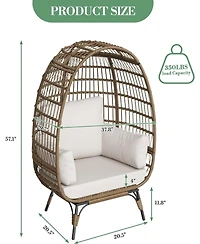 Xo Rattan Oversized Egg Chair, Uv Resistant Patio Lounge Chair for Indoor Outdoor Garden Balcony