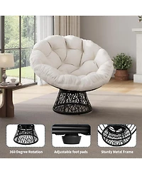 Xo Ergonomic 37" Wicker Papasan Chair with 360degree(s) Swivel Base for Home